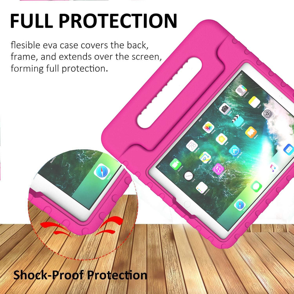 iPad 9.7 inch Shockproof Case w Handle & Stand (Pink)