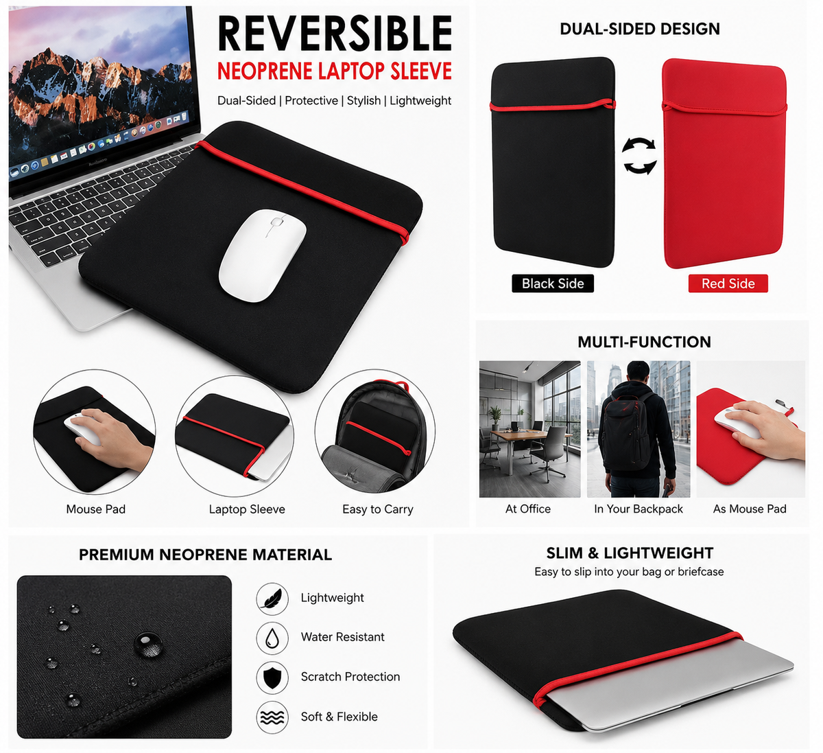 12 inch Reversible Notebook Laptop Chromebook Sleeve