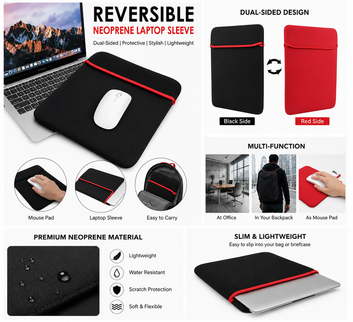 12 inch Reversible Notebook Laptop Chromebook Sleeve