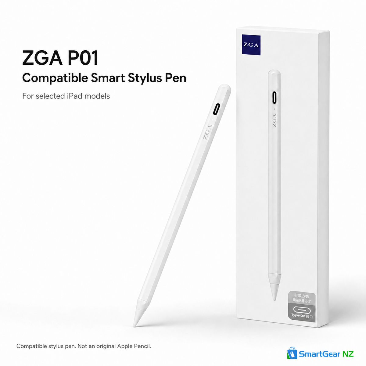 ZGA P01 Premium Compatible Smart Stylus Pen for iPad – Type-C Charging