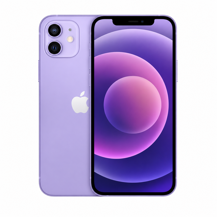 Purple iPhone 12 at SmartGear NZ New Lynn New Zealand with Apple logo on a white background
