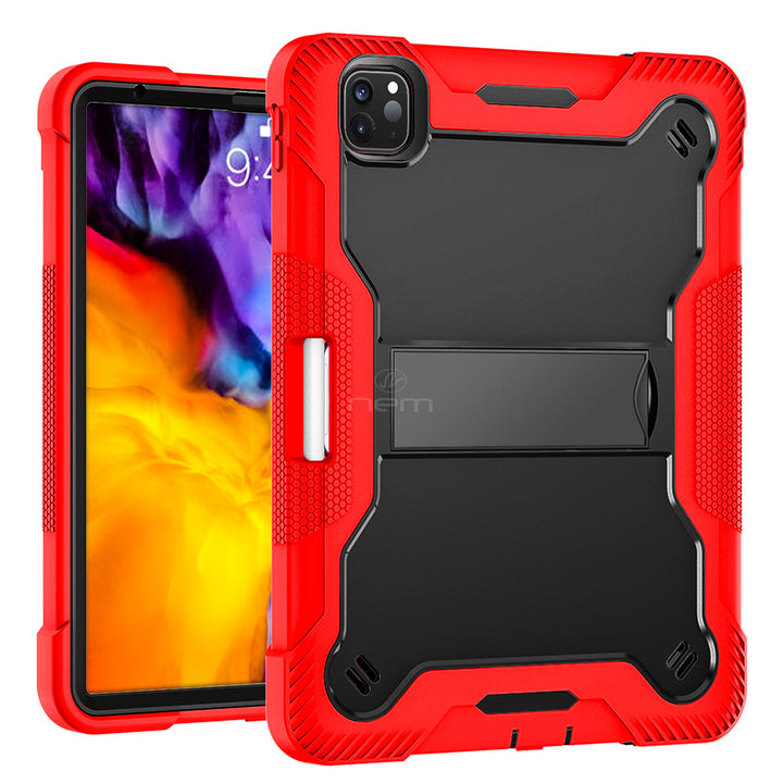 iPad Air 5th & 4th Gen / iPad Pro 11-inch (2020–2022) Heavy Duty Rugged Case with Kickstand & Pencil Holder – Red