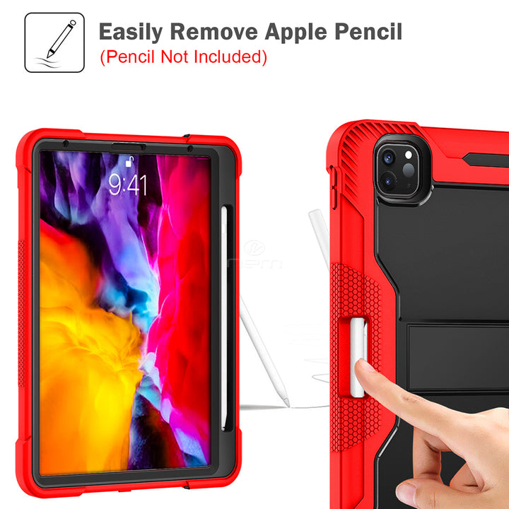 iPad Air 5th & 4th Gen / iPad Pro 11-inch (2020–2022) Heavy Duty Rugged Case with Kickstand & Pencil Holder – Red
