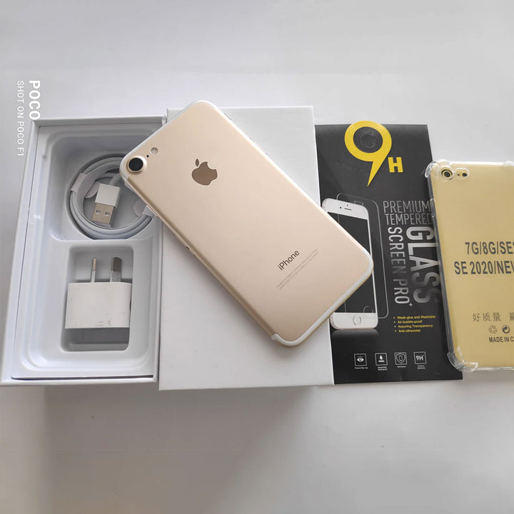 Apple iPhone 7 128GB Gold - New Battery, Case, Glass Screen Protector (Exc) Minor Crack