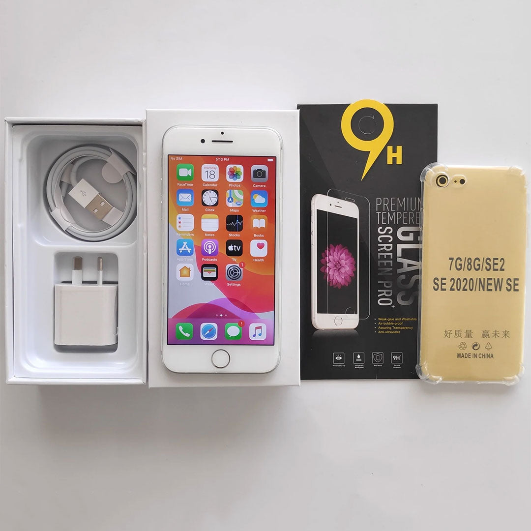 Apple iPhone 7 128GB White Silver - New Battery, Case, Glass Screen Protector (Exc) Chip