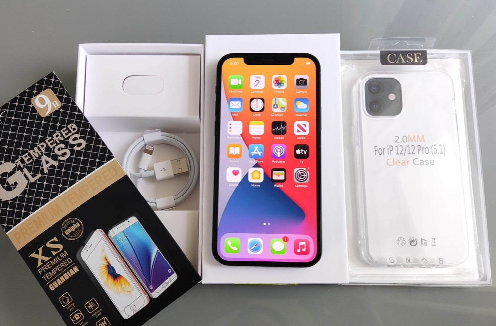 Apple iPhone 12 128GB Black - New Display 'Free Case, Screen Protector (Exc)