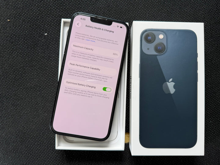 Apple iPhone 13 128GB 5G Midnight Black - Apple Box, Screen Protector (As New) Pre-owned
