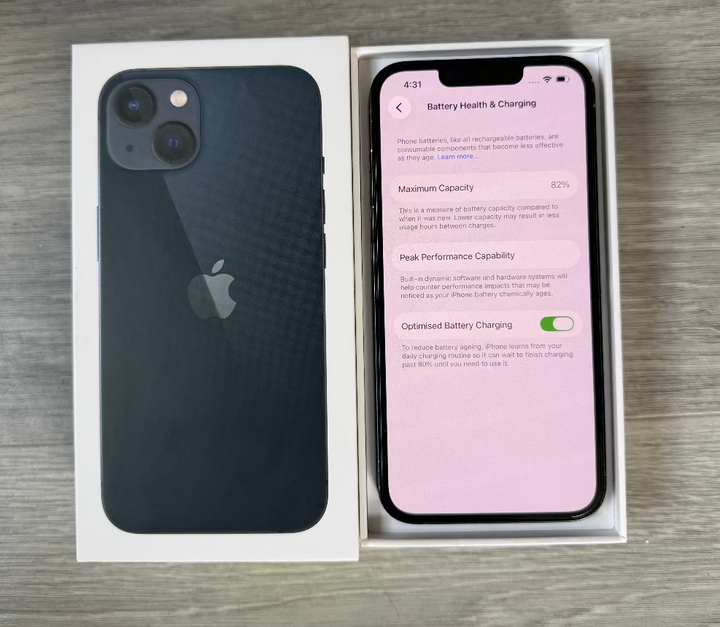 Apple iPhone 13 128GB 5G Midnight Black - Apple Box, Screen Protector (As New) Pre-owned