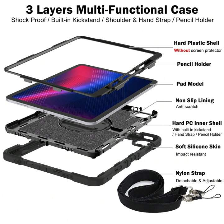 Apple iPad Pro 11 & Air 4 Rugged Shockproof Case (Black)