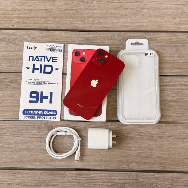Apple iPhone 13 128GB Red - Good Battery, Apple Box, New Case & Screen Protector (As New) Pre-owned