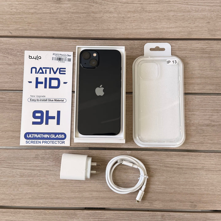 Apple iPhone 13 128GB 5G Midnight Black - New Battery, Apple Box, New Case & Screen Protector (As New) Pre-owned