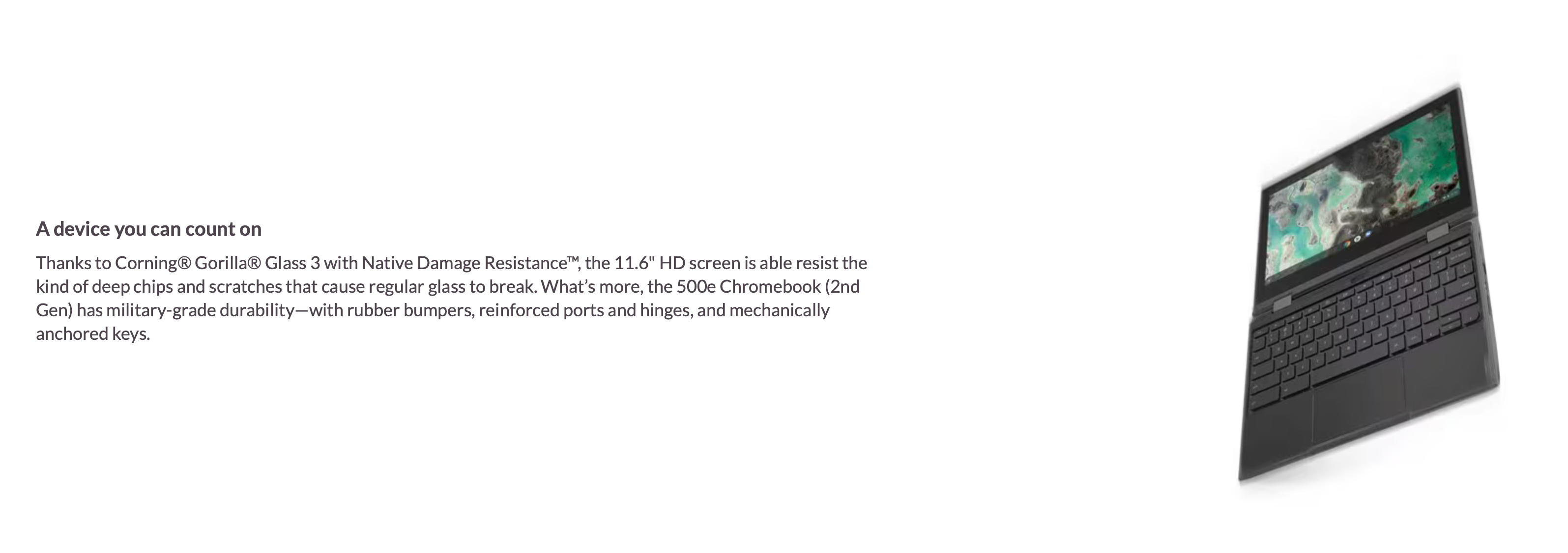 Lenovo Chromebook 500e 2nd Gen – 360 Degree Hinge Side View
3