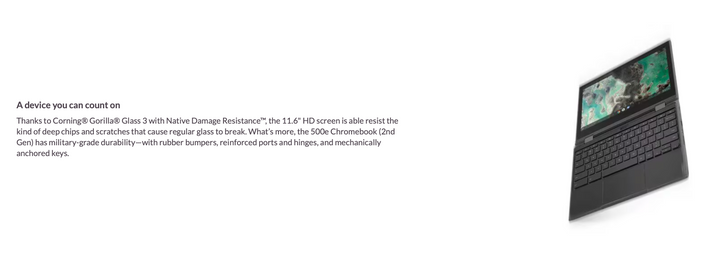 Lenovo Chromebook 500e 2nd Gen – 360 Degree Hinge Side View
3