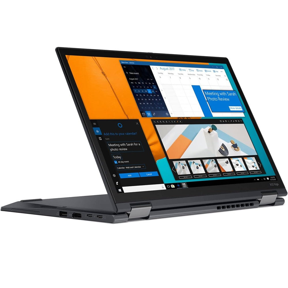 Lenovo ThinkPad X13 Yoga Gen 2 in stand mode with the keyboard folded behind the touchscreen