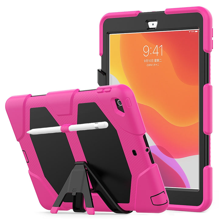 iPad 7th, 8th & 9th Gen 10.2-inch (Hot Pink) Heavy Duty Rugged Shockproof Case w Built-in Screen Protector, Kickstand & Pencil Holder