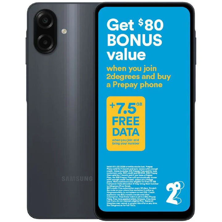 Samsung Galaxy A07 4G 64GB 4GB RAM Black – Brand New + 2degrees SIM Bundle