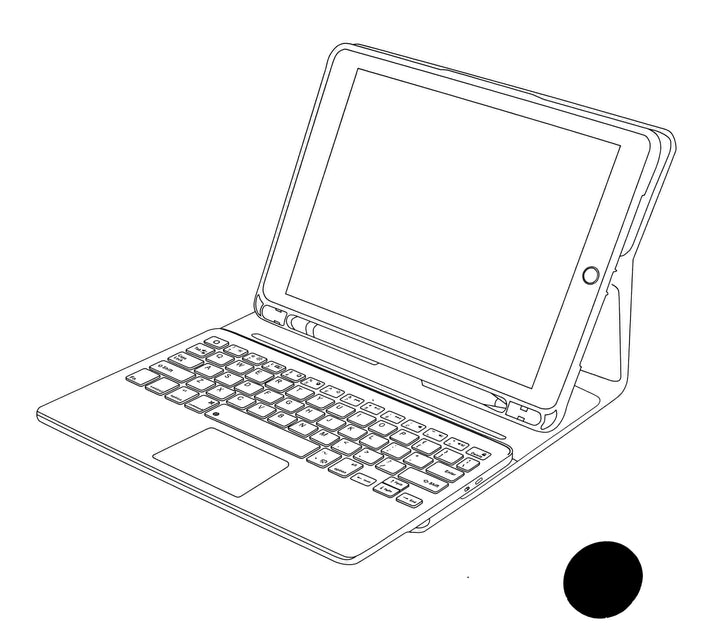 Line drawing of a laptop with keyboard cover on a white background