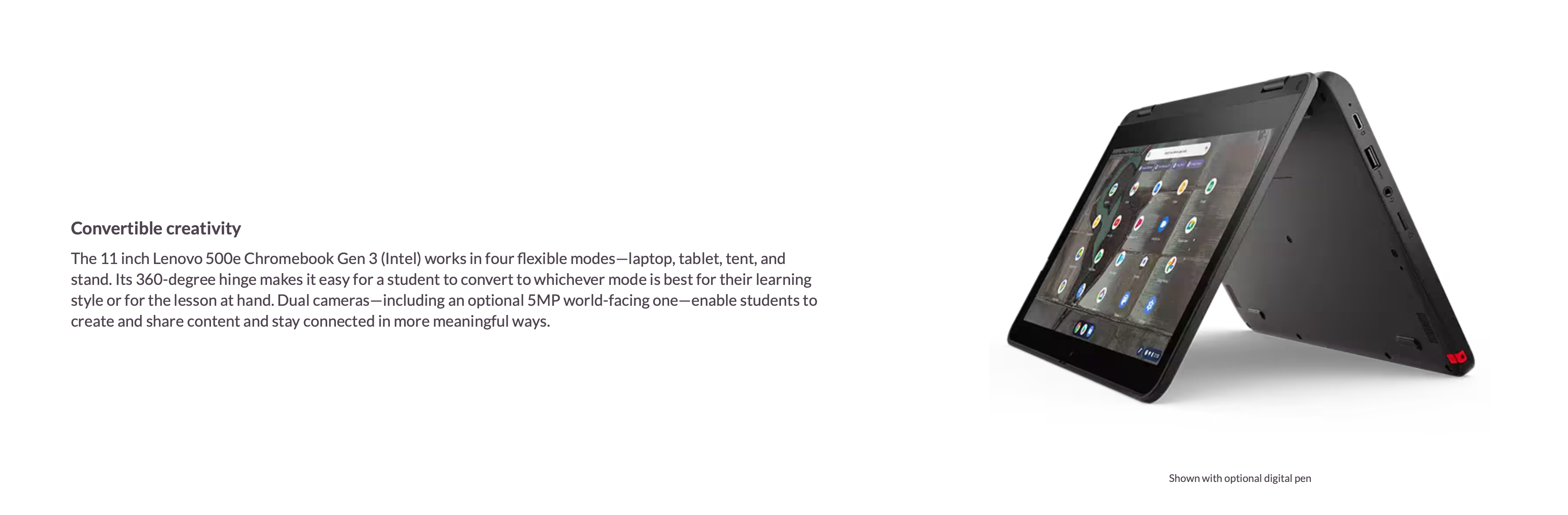 Lenovo Chromebook  500E Gen 3 11.6-inch Touch Screen 4GB 32GB “PlayStore Compatible” School Ready (As New) with Original stylus