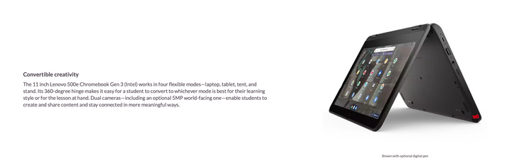 Lenovo Chromebook  500E Gen 3 11.6-inch Touch Screen 4GB 32GB “PlayStore Compatible” School Ready (As New) with Original stylus