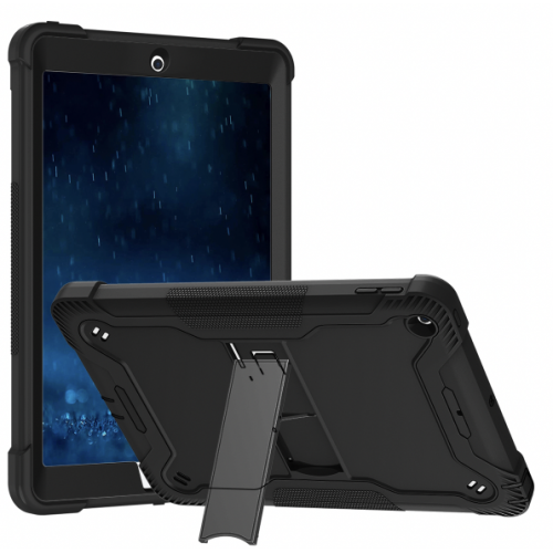 Apple iPad 5, 6, Air 2 (9.7 inch) Black Shockproof Rugged Case with Kickstand