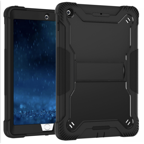 Apple iPad 7, 8 and 9 (10.2 inch) Black Shockproof Rugged Case with Kickstand *Free Shipping*