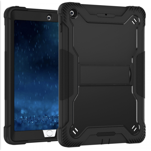 Apple iPad 7, 8 and 9 (10.2 inch) Black Shockproof Rugged Case with Kickstand