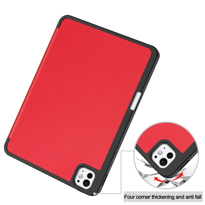 iPad Pro 12.9 2018 to 2022 Tri-Fold PU Leather Case with Pencil Holder - Red