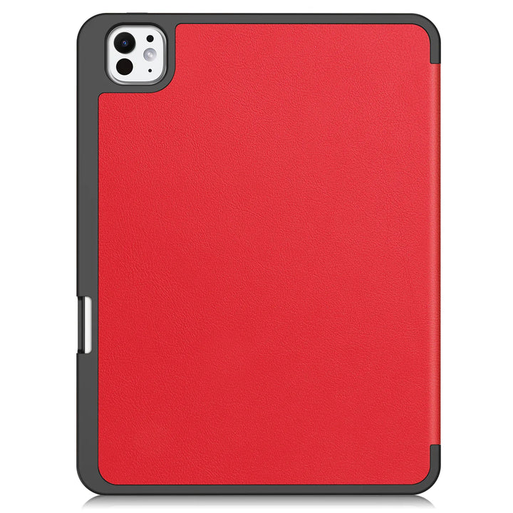 iPad Pro 12.9 2018 to 2022 Tri-Fold PU Leather Case with Pencil Holder - Red