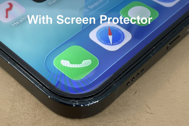 Phone screen with app icons on a textured surface