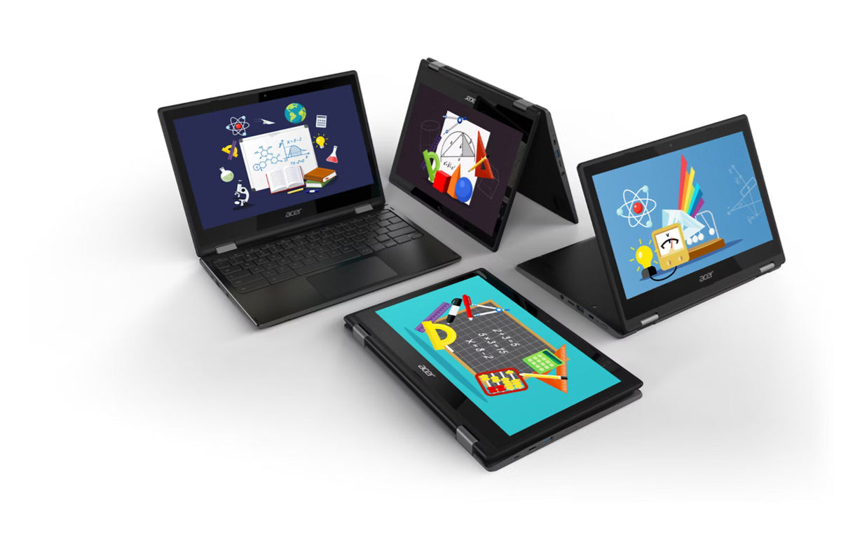 Acer Chromebook Spin 511 shown in laptop, tablet, tent and stand modes - SmartGear NZ