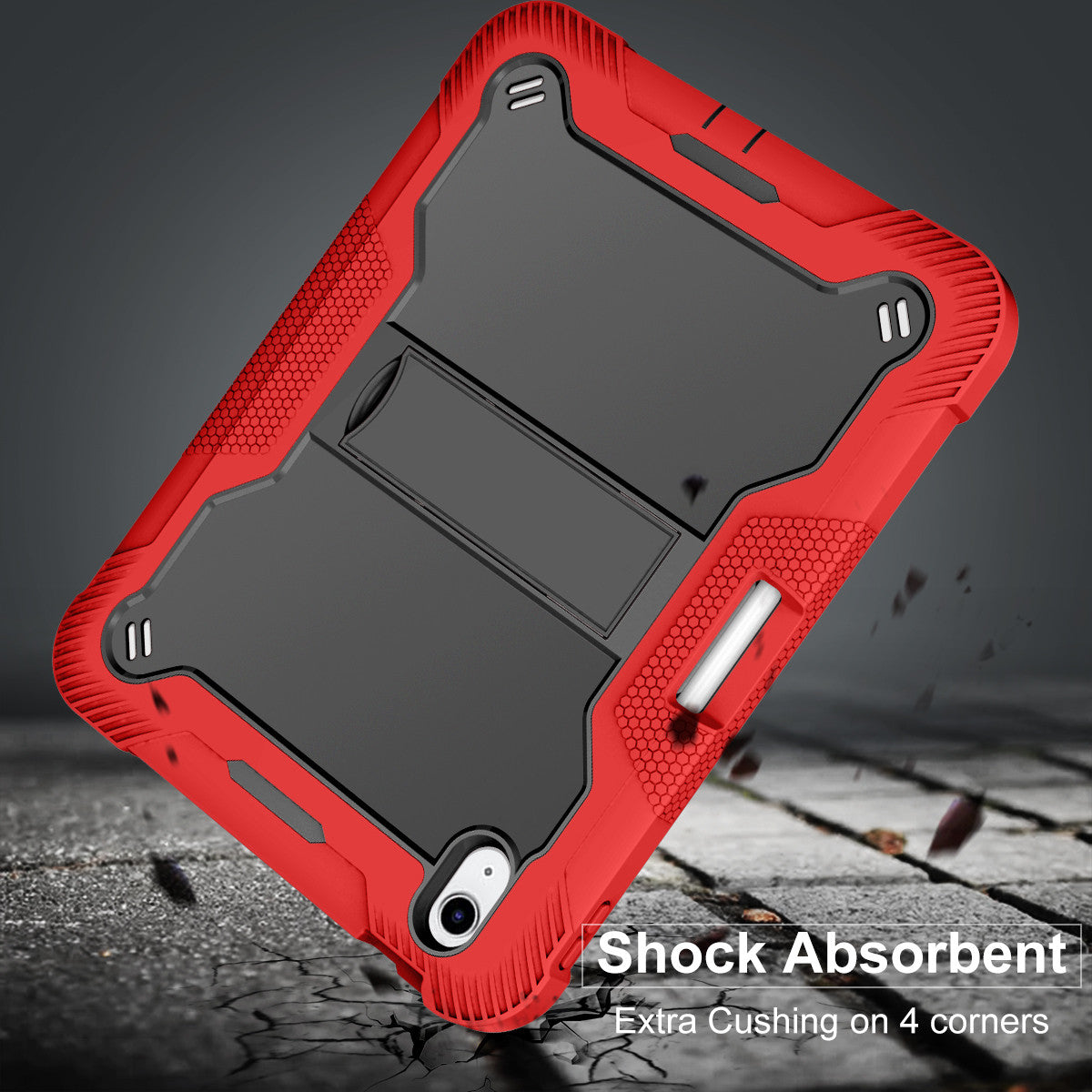 iPad 10th & 11th Gen Shockproof Case with Kickstand & Pencil Holder – Red