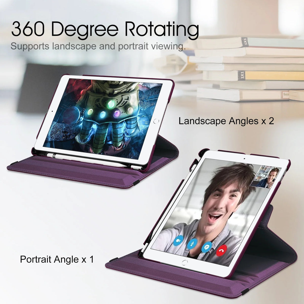 Pink Kickstand Book Case for Apple iPad 7,8,9 & Air 3 (10.2 & 10.5 inch Screen)