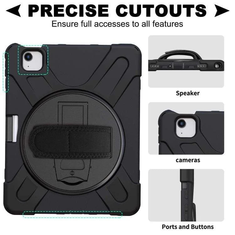 Apple iPad Air 13 (12.9 inch) 2024 Rugged Shockproof Case, 360° Rotating & Kickstand