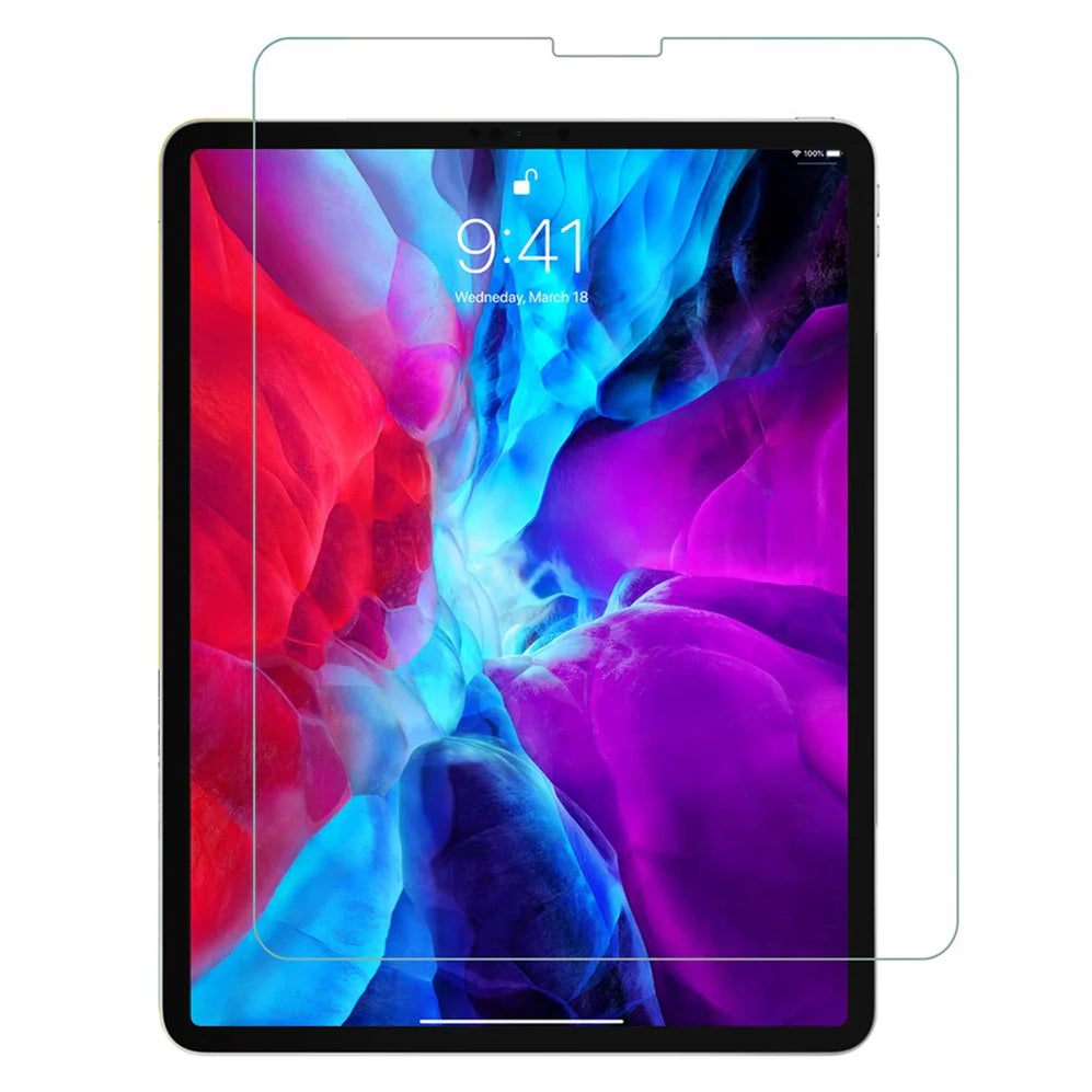 Screen protector over a tablet with colorful display