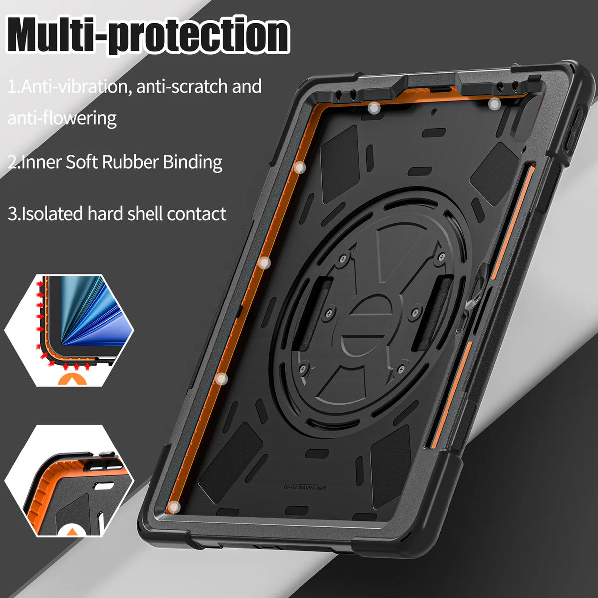 Apple iPad Air 13 (12.9 inch) 2024 Rugged Shockproof Case, 360° Rotating & Kickstand