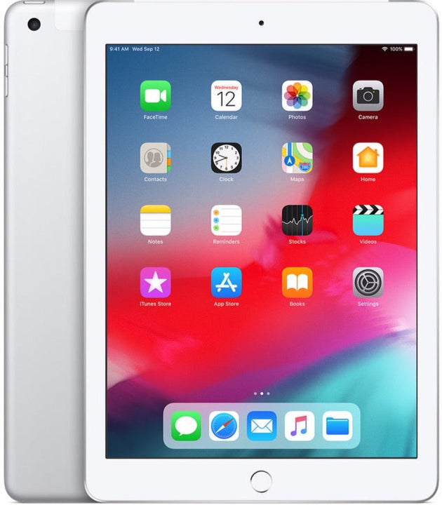 Apple iPad 6th Gen 32GB Wi-Fi + Cellular 3G/4G White - Good Battery, New Glass Screen Protector (Exc)