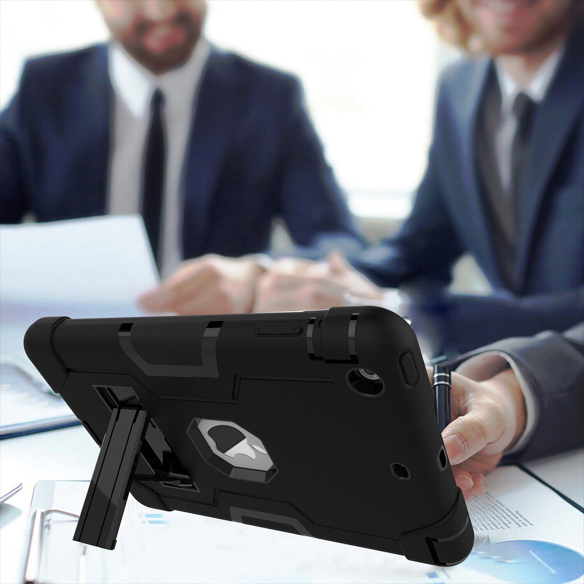 Apple iPad Air 3 (10.5) & iPad Pro 10.5 Black Shockproof Rugged Case with Kickstand