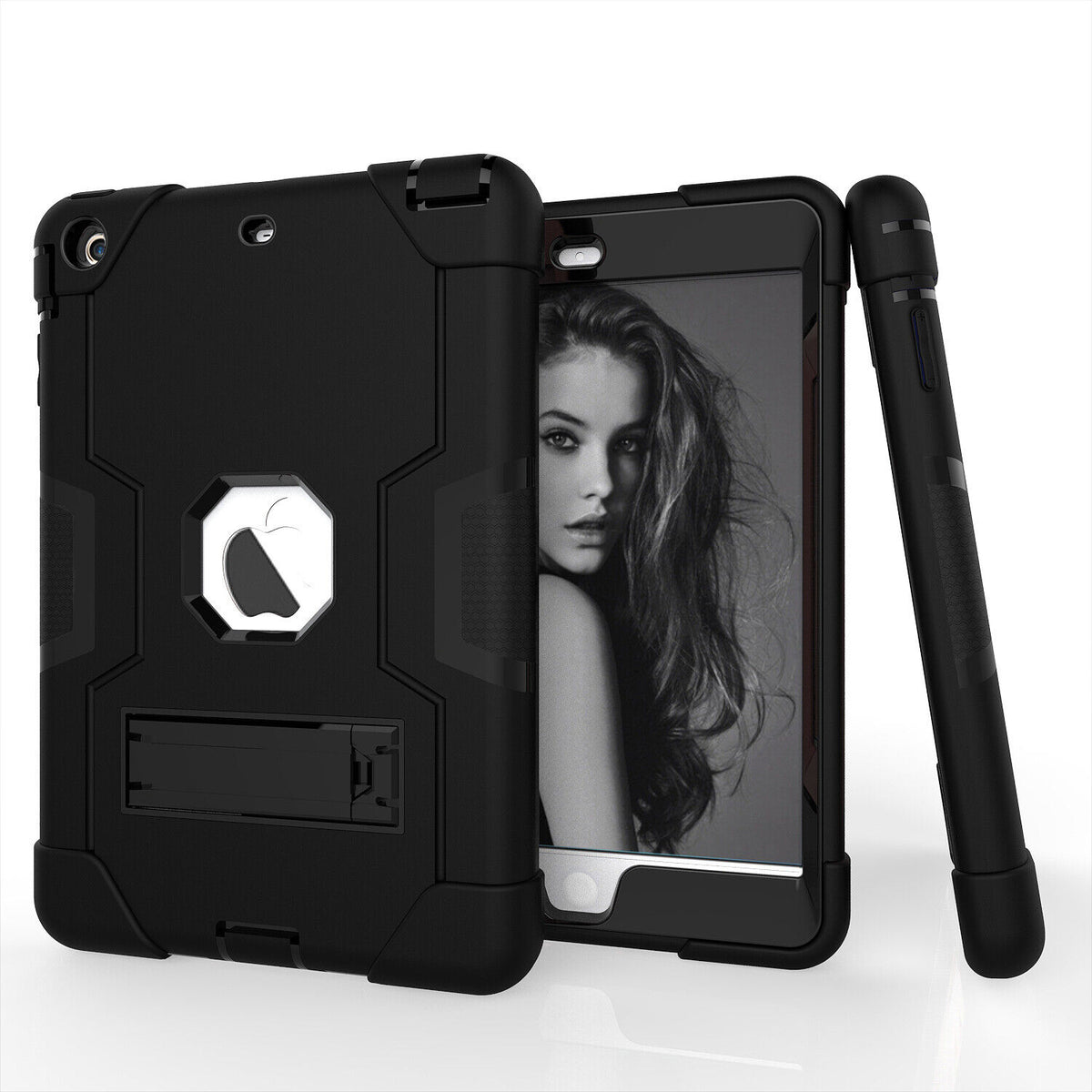 Apple iPad Air 3 (10.5) & iPad Pro 10.5 Black Shockproof Rugged Case with Kickstand