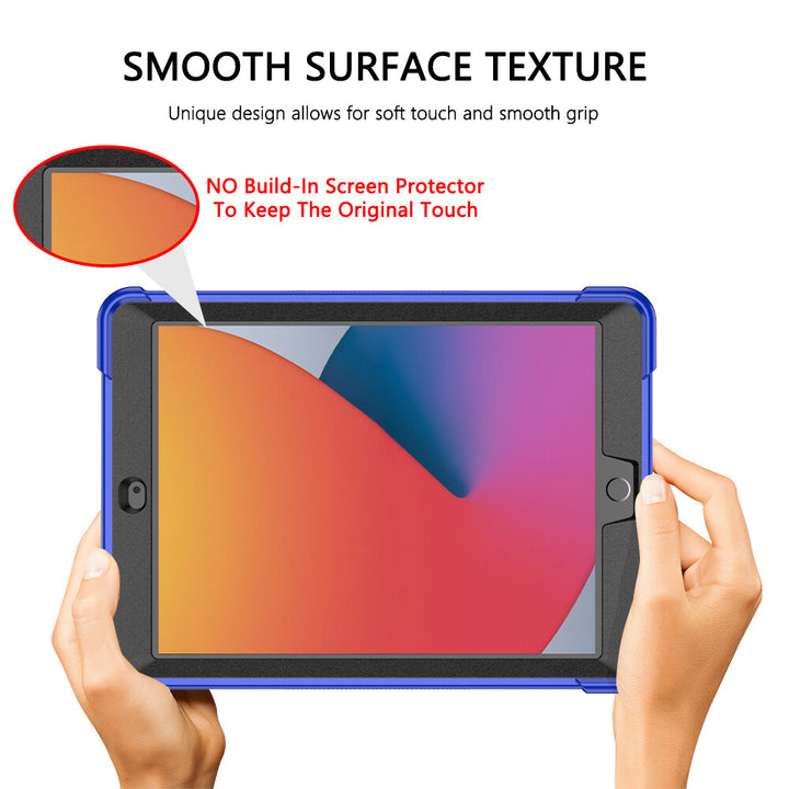 Apple iPad 7, 8, 9 (10.2 inch) Shockproof Rugged Case with Kickstand Blue