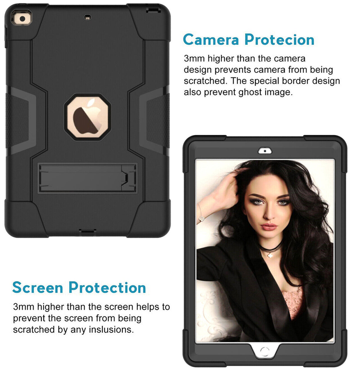Apple iPad Rugged Shockproof Case & Kickstand for Apple iPad 5, iPad 6 & iPad Air 2 (9.7 inch)