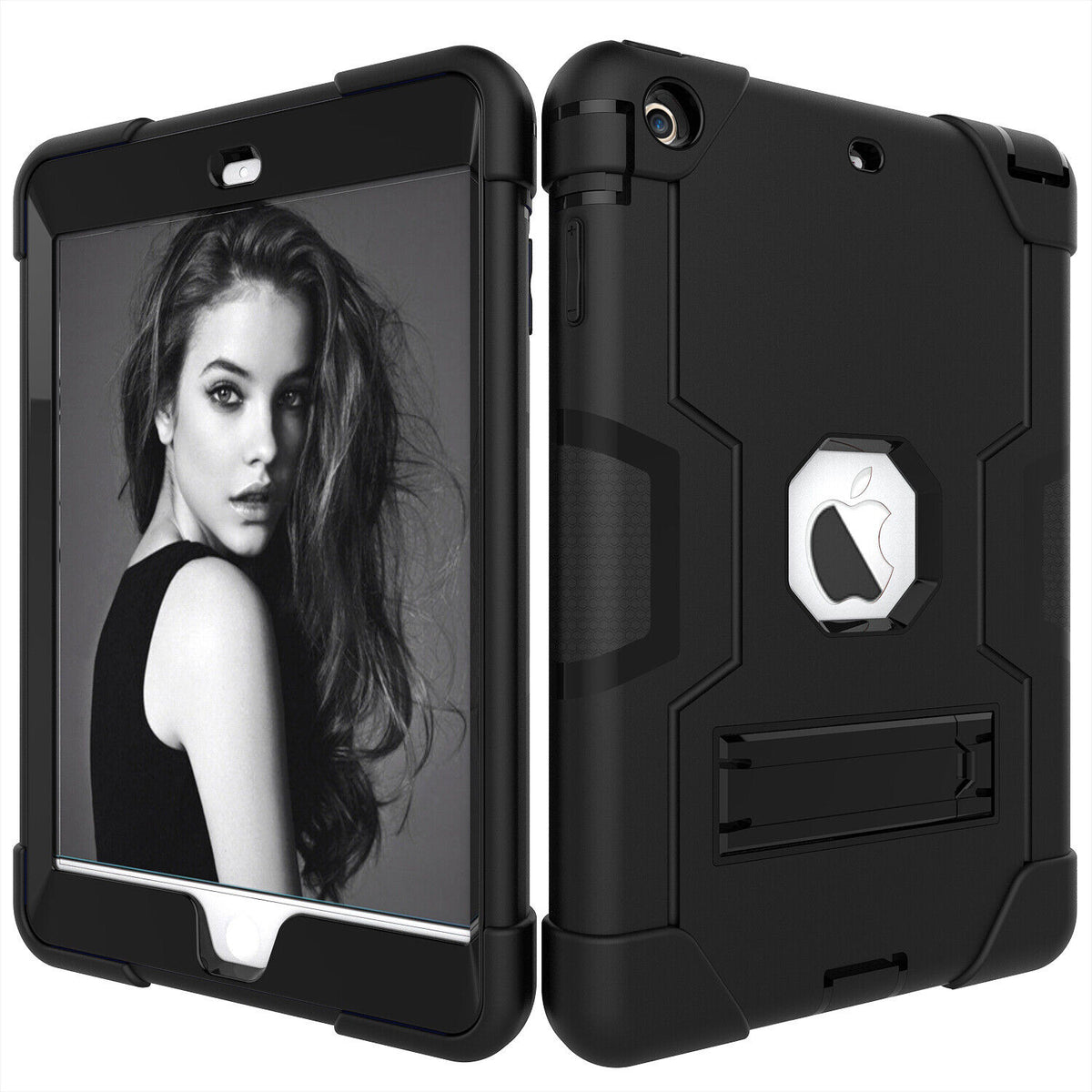 Apple iPad Air 3 (10.5) & iPad Pro 10.5 Black Shockproof Rugged Case with Kickstand