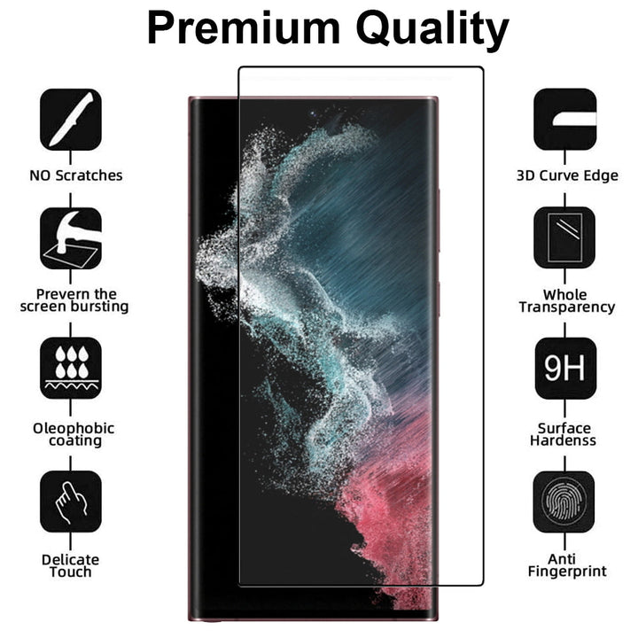 Samsung Galaxy S22 Ultra tempered glass screen protector detail