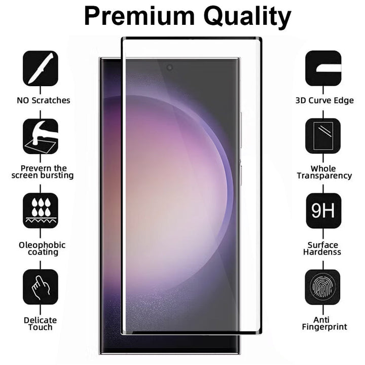 Samsung Galaxy S23 Ultra tempered glass screen protector detail