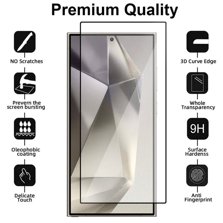 Samsung Galaxy S24 Ultra tempered glass screen protector detail