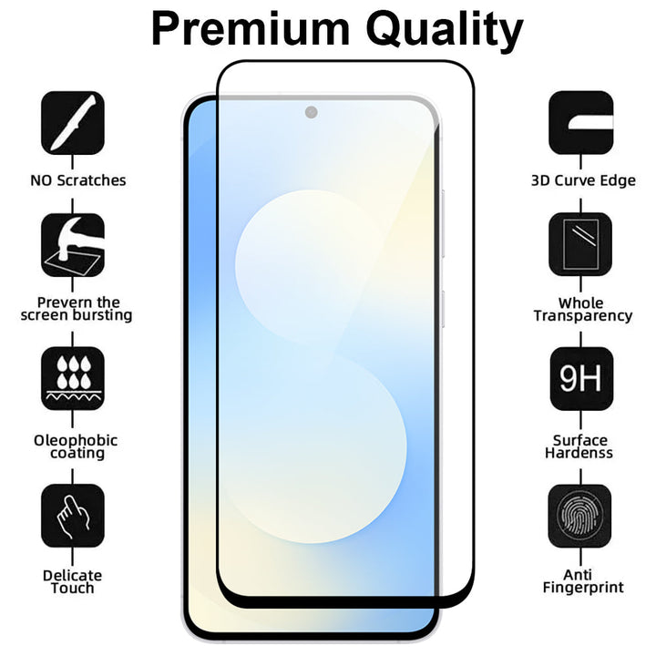 Samsung Galaxy S25 FE tempered glass screen protector detail
