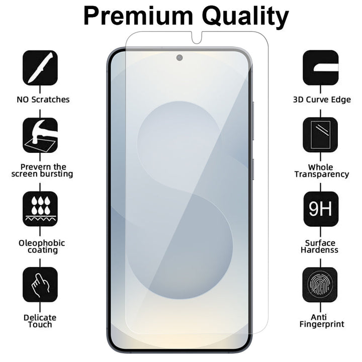 Samsung Galaxy S25 Plus tempered glass screen protector detail