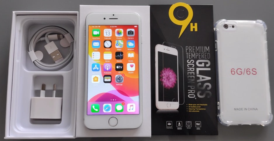 Apple iPhone 6S 16GB White Silver - New Battery, Case, Screen Protector (Exc) Touch ID NW