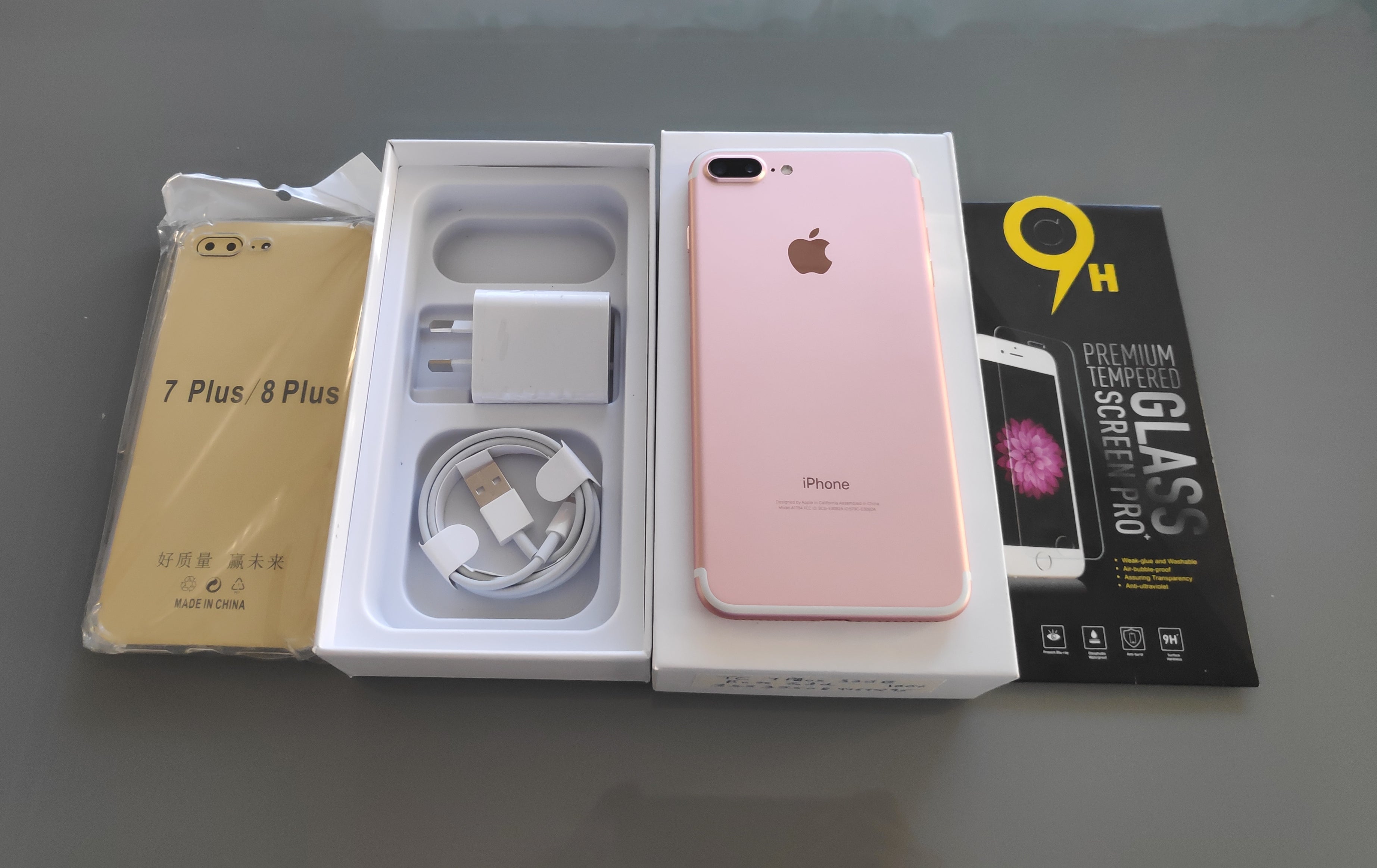 Apple iPhone 7 Plus 128GB Rose Gold - New Battery, Case & Glass Screen Protector (As New)