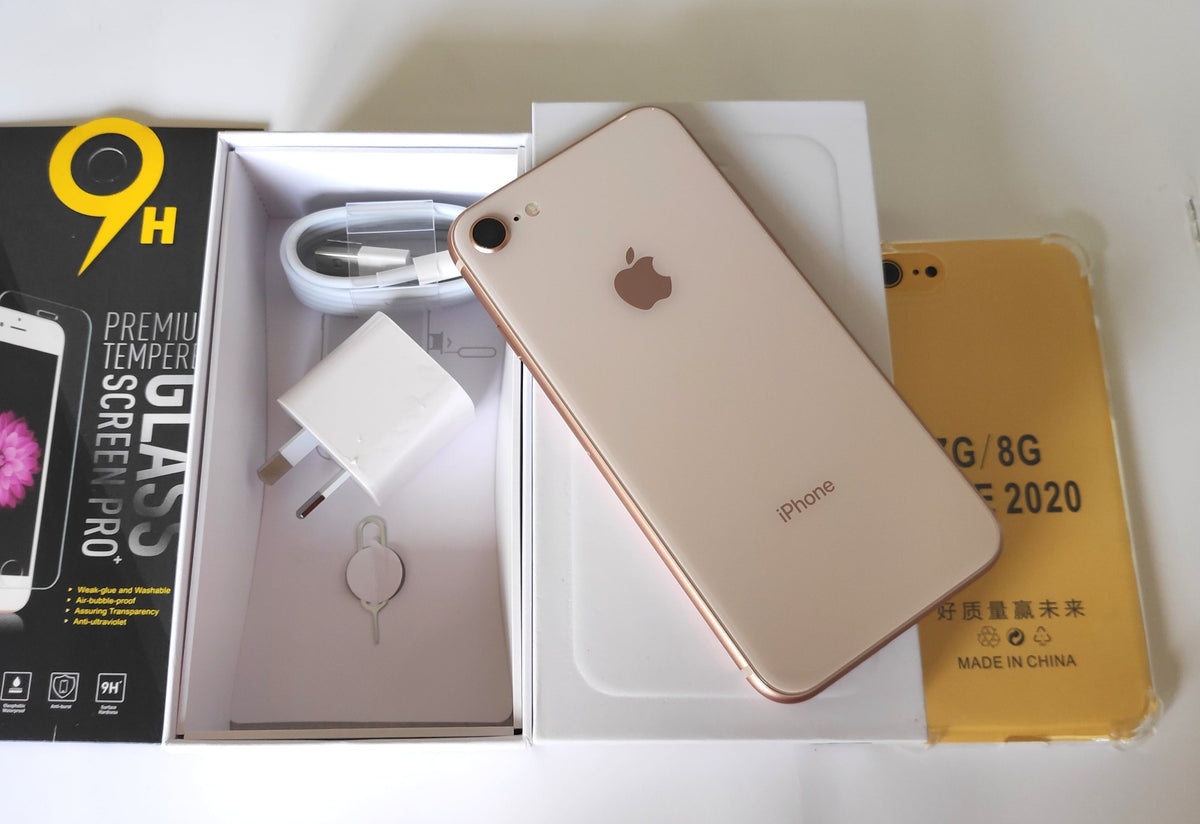 Apple iPhone 8 256GB Gold - With Case, Screen Protector (Exc) Chip on Back Glass