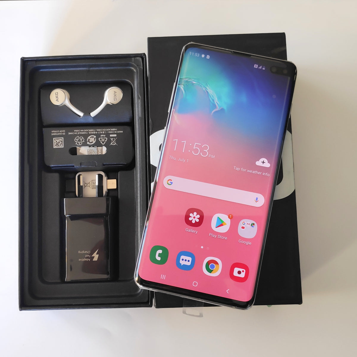 Samsung Galaxy S10 Plus 128GB Prism White, Like New with Free Case, Screen Protector